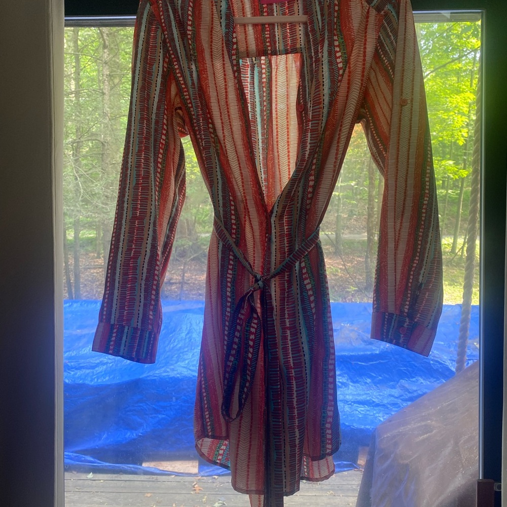 Pookie & Sebastian Vibrant Striped Dress with Belt
